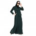 Premium Coat Pattern Abaya in Firdaus Fabric- Bottle Green